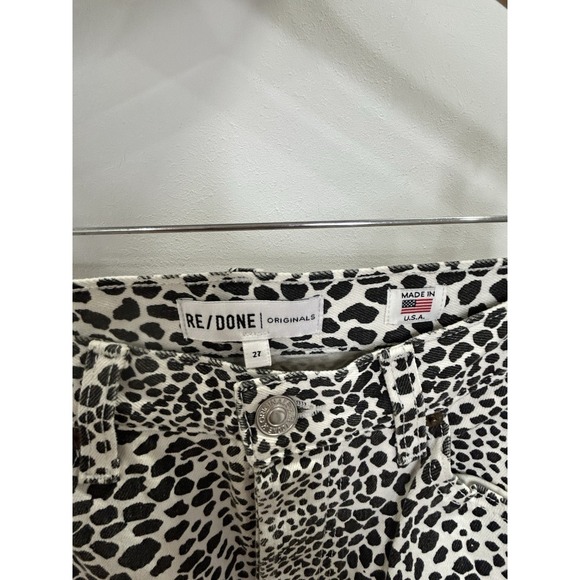 Re/Done Jeans Womens 27 Rise Ankle Crop Denim animal Print , White/black Color - Picture 3 of 11